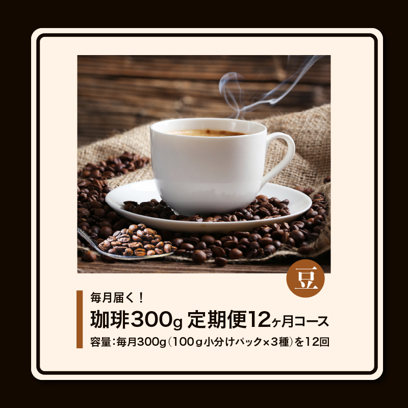 コーヒー300g 定期便12ヶ月コース　豆コース