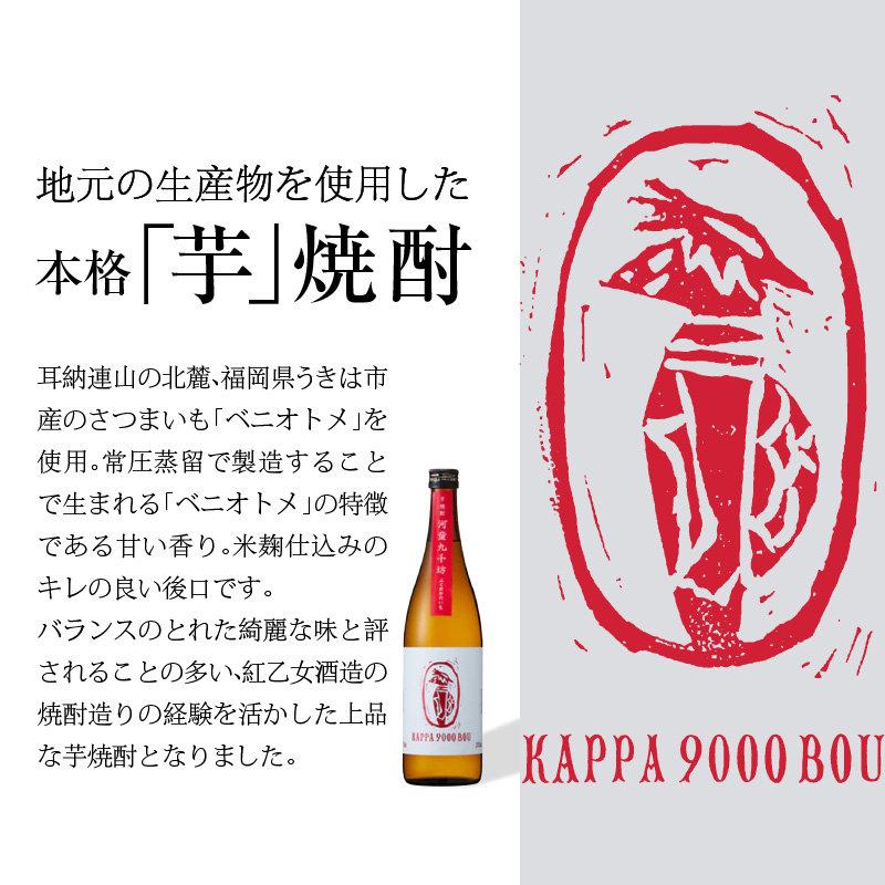 【紅乙女酒造】焼酎「河童九千坊」麦・芋・米　３種飲み比べセット（720ml×3本）