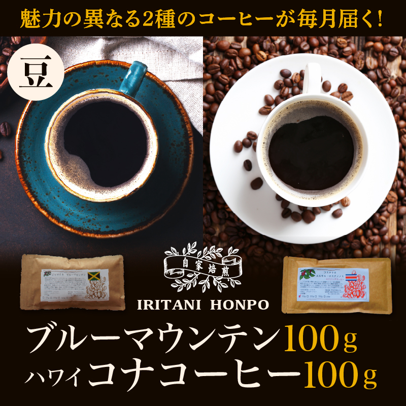 ブルーマウンテン100g＆ハワイコナコーヒー100g 豆コース